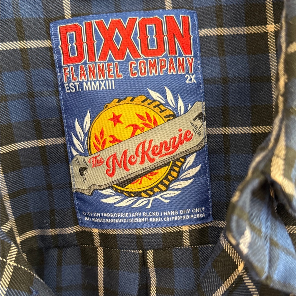DIXXON Navy and White Plaid Button Down Flannel “The McKenzie” XXL - Picture 3 of 8